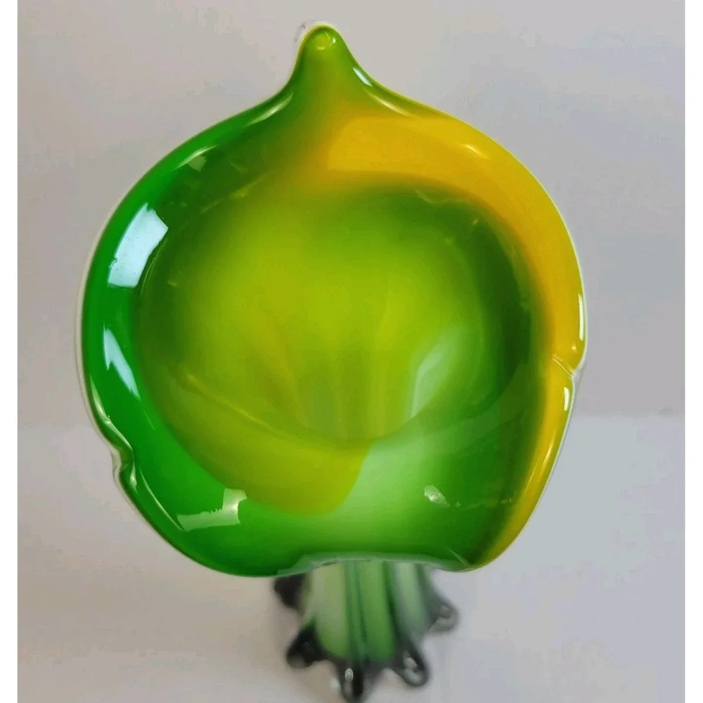 Vintage Pier 1 Jack-in-the-Pulpit Calla Lily Vase Hand Blown Art Glass MCM